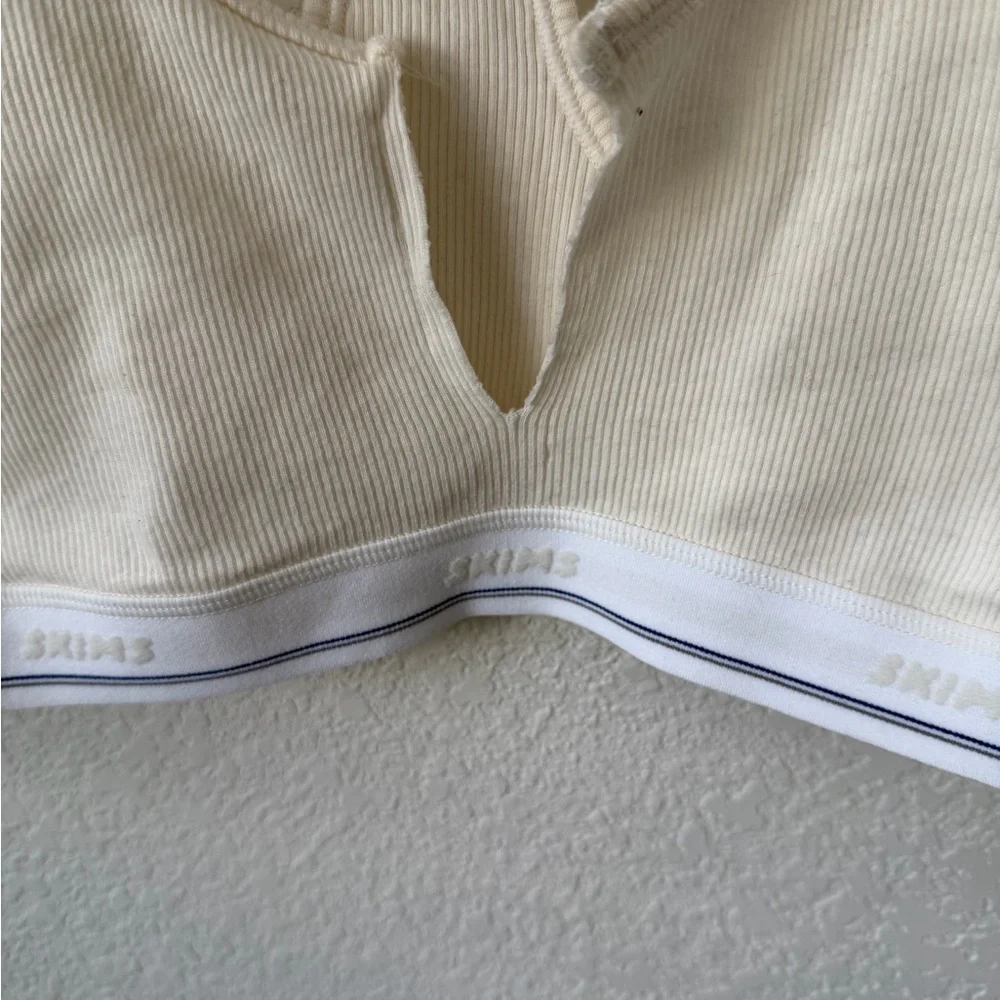 COTTON RIB SPLIT NECK BRALETTE 
MARBLE STRIPE / M - Picture 4 of 7